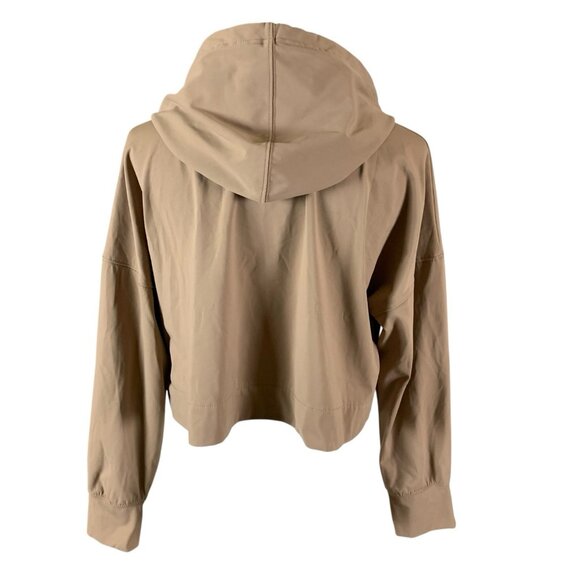 Altar’d State Tan Cropped Hoodie Drawstring Long Sleeve Minimalist Casual Small - Picture 3 of 4